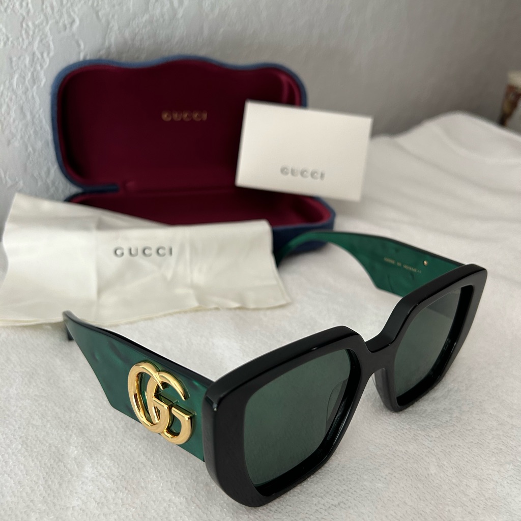Gucci Green Geometric Ladies Sunglasses